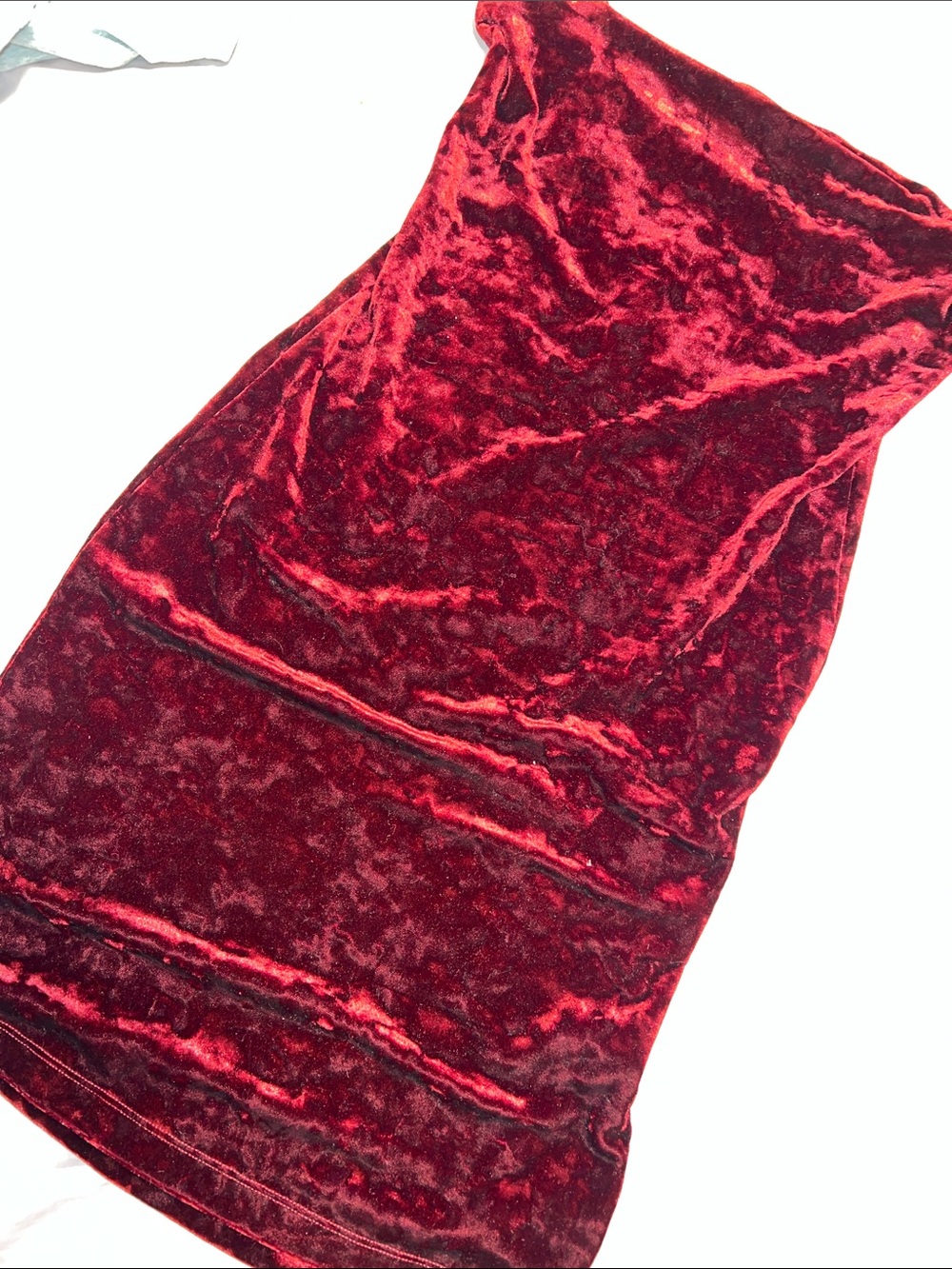 Garage Velvet Strapless Slip Dress in Deep Red